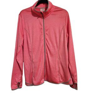 DANSKIN NOW Women's Size XL Coral Freeze Long Sleeve Zip Up Thumbholes